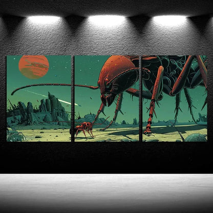 3pcs Vibrant Giant Ants Illustration Metal Print Ready to Hang Art - Bella Home Decor