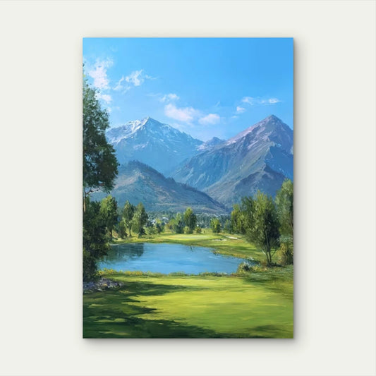 Mountain with Snow-Capped Peaks 60x90cm Metal Print Ready to Hang