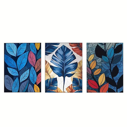 3pcs Abstract Leaf Vintage Art Bohemian Wall Art Set Canvas Framed 60x90cm - High Quality Print 100% Australian Made Wall Canvas Ready to Hang - Bella Home Decor