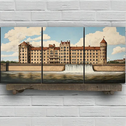 3pcs Beautiful Castle Blue Sky White Clouds Metal Print Ready to Hang Art - Bella Home Decor