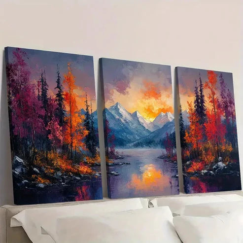 3pcs Colorful Abstract Texture Flower DG Wall Art Set Canvas Unframed - High Quality Print 100% Australian Made Wall Canvas - Bella Home Decor