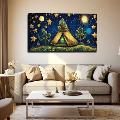 Nighttime Starry Sky Wall Art Canvas Office Home Room Framed 120x60cm