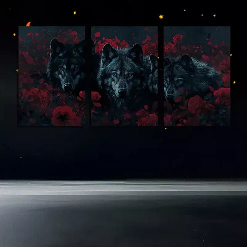 3pcs Wolf Family Canvas Framed  60x90cm - High Quality Print 100% Australian Made Wall Canvas Ready to Hang