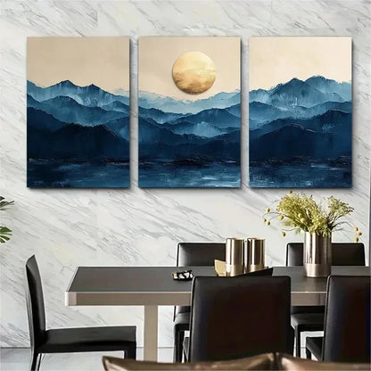3pcs Abstract Blue Beige Brushstroke Perfect Wall Art Set Canvas Framed 50x70cm - High Quality Print 100% Australian Made Wall Canvas Ready to Hang - Bella Home Decor