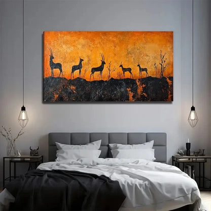 Deer Mural Suitable Interior Wall Art Canvas Office Home Room Framed 120x60cm