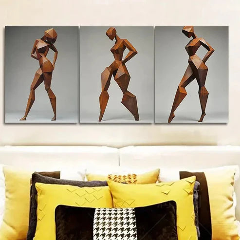 3pcs Rusty metal girl Dark Background Wall Art Set Canvas Unframed - High Quality Print 100% Australian Made Wall Canvas