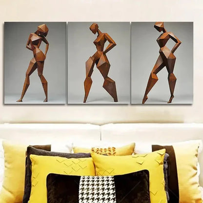 3pcs Rusty metal girl Dark Background Wall Art Set Canvas Unframed - High Quality Print 100% Australian Made Wall Canvas