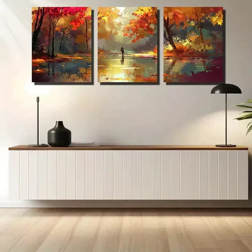 3pcs Forest Walk Wall Art Canvas Unframed - High Quality Print 100% Australian Made Wall Canvas - Bella Home Decor