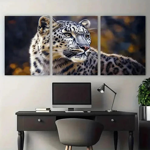 3pcs Snow Leopard Portrait Animals Wall Art Set Canvas Unframed - High Quality Print 100% Australian Made Wall Canvas