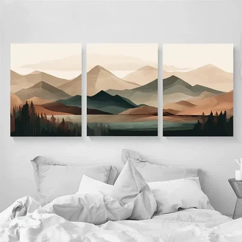 3pcs Modern Abstract Mountain Wall Art Set Canvas Unframed - High Quality Print 100% Australian Made Wall Canvas