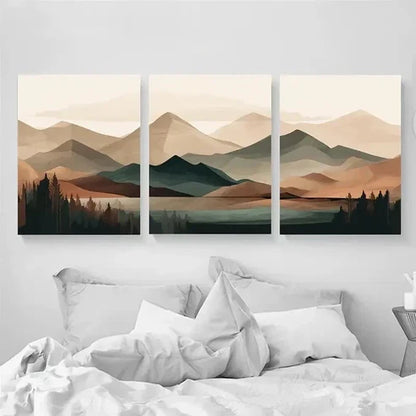 3pcs Modern Abstract Mountain Wall Art Set Canvas Unframed - High Quality Print 100% Australian Made Wall Canvas