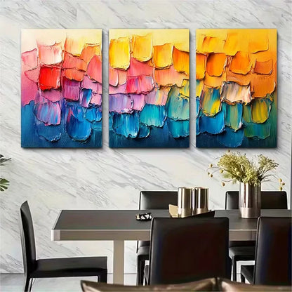 3pcs Abstract Mixed Colours Design Metal Print Ready to Hang Art - Bella Home Decor