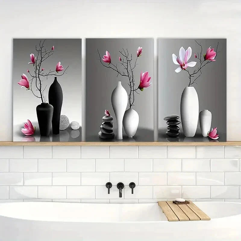 3pcs Elegant Orchid Still Life Metal Print Ready to Hang Art - Bella Home Decor