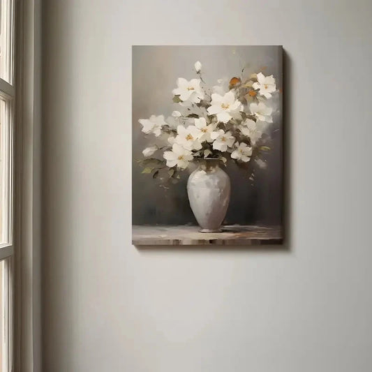 Beautiful Elegant White Floral Bouquet Painting 40x60cm Metal Print Ready to Hang
