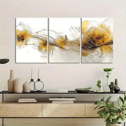 3pcs Abstract Digital Art with Geometric Shapes Metal Print Ready to Hang Art - Bella Home Decor