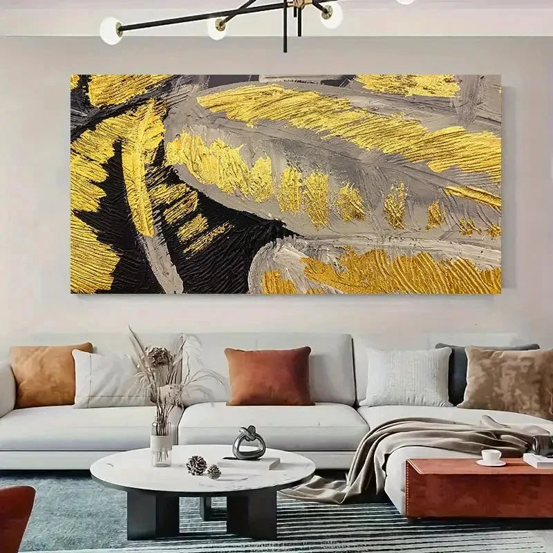 Featuring Golden Graffiti Wall Art Canvas Office Home Room Framed 120x60cm