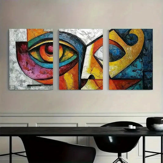 3pcs Abstract Face Human Form Picasso Metal Print Ready to Hang Art - Bella Home Decor