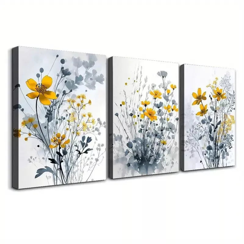 3pcsFloral   Wall Art Set Canvas Framed 50x70cm - High Quality Print 100% Australian Made Wall Canvas Ready to Hang - Bella Home Decor
