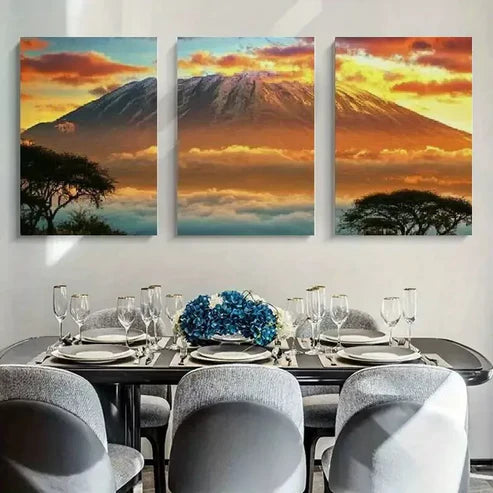 3pcs Sunset & Mountain View Canvas Unframed - High Quality Print 100% Australian Made Wall Canvas