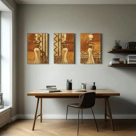 3pcs Ethnic Ancient Dance Painting Pictures Painting Metal Print Ready to Hang Art