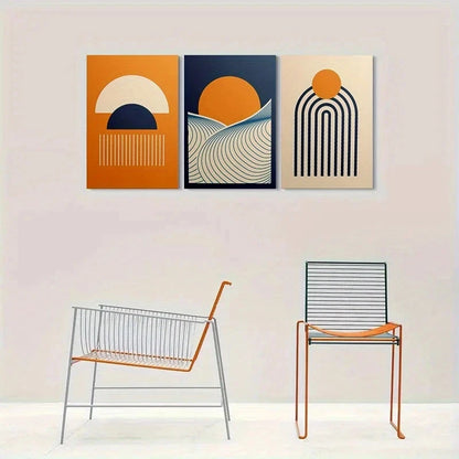 3pcs Geometric Shape Modern Abstract Metal Print Ready to Hang Art - Bella Home Decor