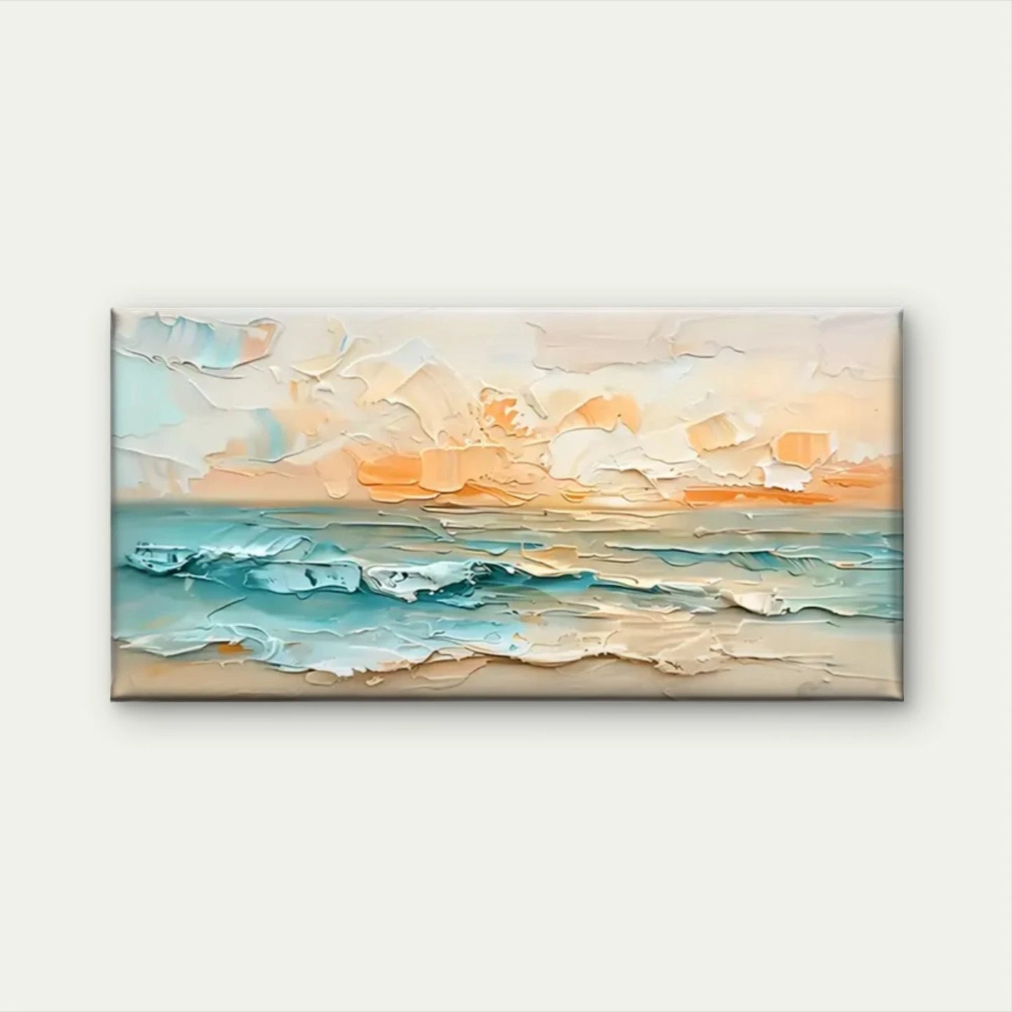 Beach Scene Abstract Sunset Wall Art Canvas Office Home Room Framed 120x60cm