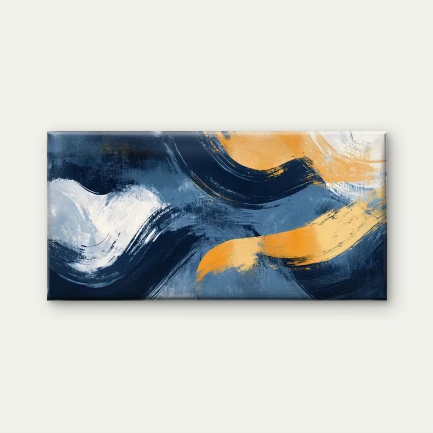 Blue & Yellow Dynamic Shapes Wall Art Canvas Office Home Room Framed 120x60cm