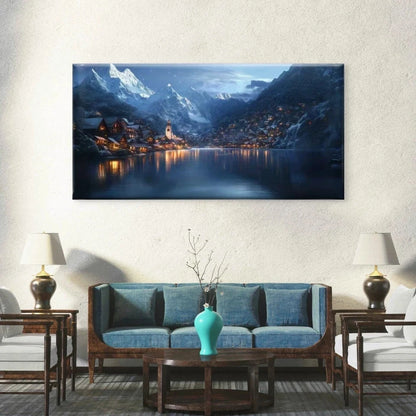 Serenity Mountains & Lake Wall Art Canvas Office Home Room Framed 120x60cm