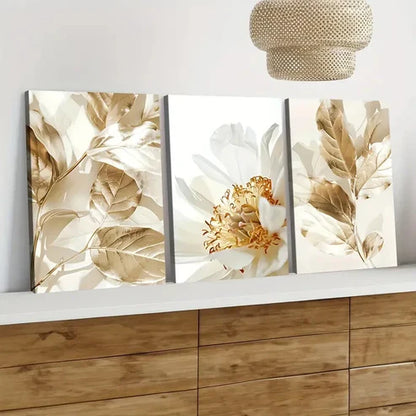 3pcs Modern Art Beautiful Golden Lips and Eyes Wall Art Set Canvas Unframed - High Quality Print 100% Australian Made Wall Canvas