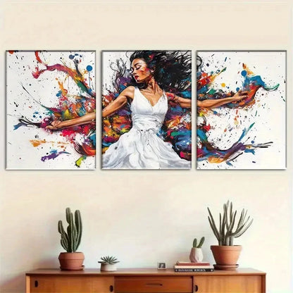 3pcs Abstract Dynamic Movement & Splash of Paint Metal Print Ready to Hang Art - Bella Home Decor