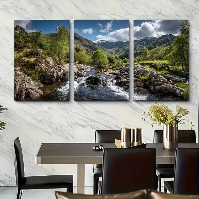 3pcs Beddgelert Snowdonia Travel Poster Perfect Wall Art Set Canvas Framed 50x70cm - High Quality Print 100% Australian Made Wall Canvas Ready to Hang - Bella Home Decor