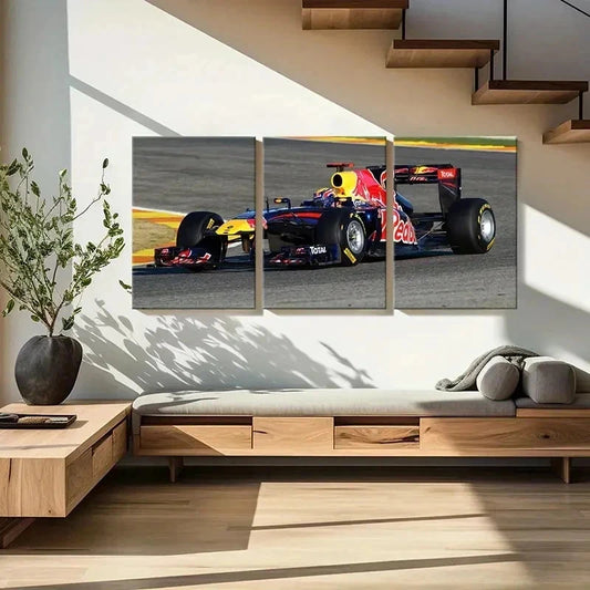 3pcs Formula 1 Racing Car on the Race Track Wall Art Set Canvas Framed 60x90cm - High Quality Print 100% Australian Made Wall Canvas Ready to Hang