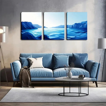 3pcs Blue Sky And White Cloud Ocean, Wall Art Set Canvas Framed 60X90cm - High Quality Print 100% Australian Made Wall Canvas Ready to Hang - Bella Home Decor