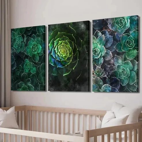 3pcs Green Nature Plant Murals Wall Art Set Canvas Unframed - High Quality Print 100% Australian Made Wall Canvas
