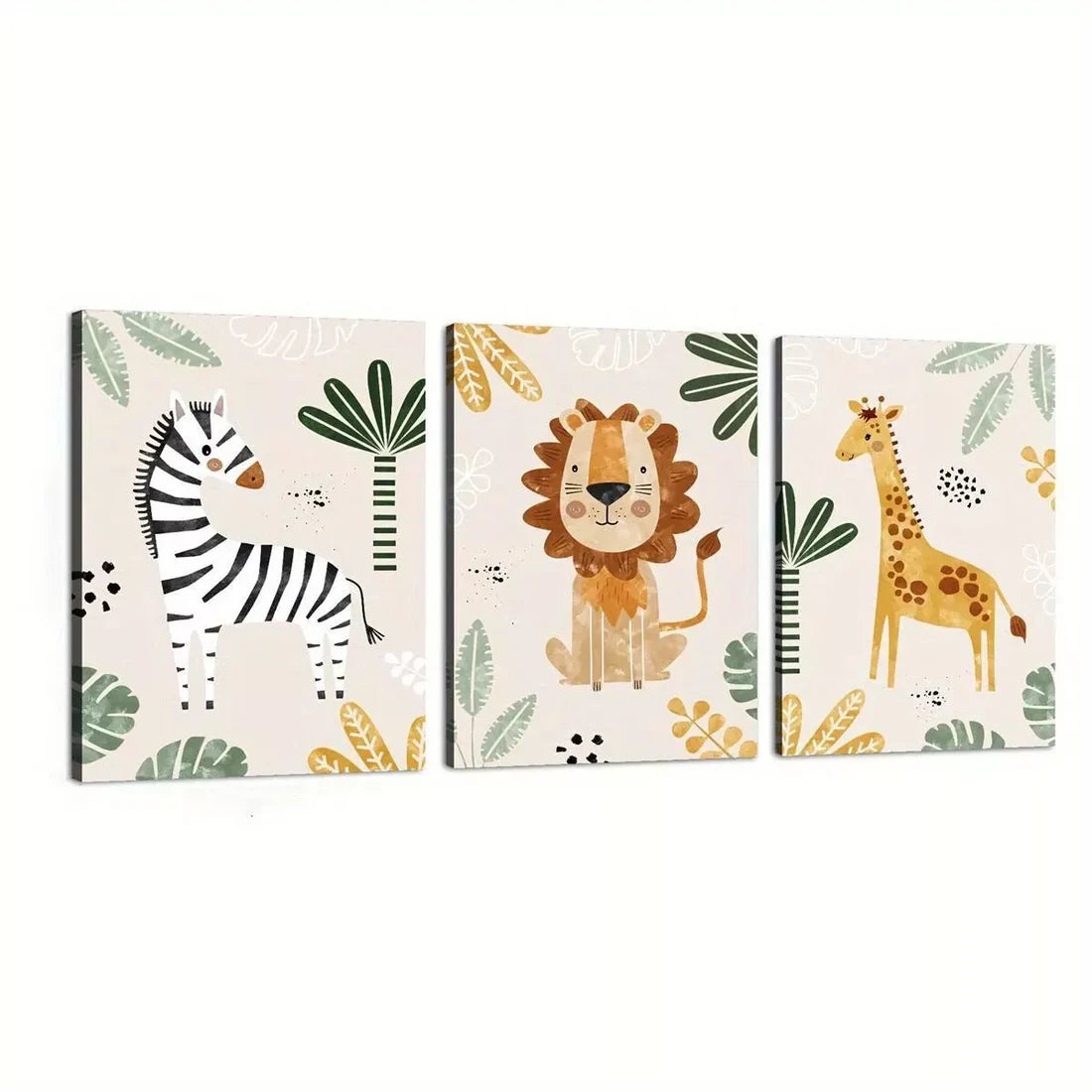3pcs Creative Elegant Jungle Animal Artwork Wall Art Set Canvas Unframed - High Quality Print 100% Australian Made Wall Canvas - Bella Home Decor