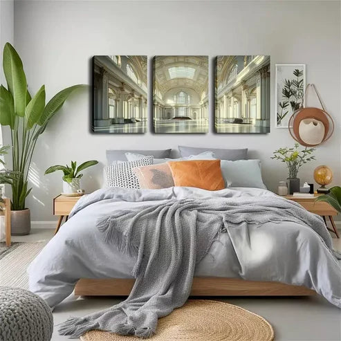 3pcs Majestic White Palace Wall Art Canvas Unframed - High Quality Print 100% Australian Made Wall Canvas