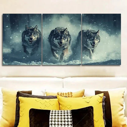3pcs Fierce Wolf Pack Wall Art Canvas Unframed - High Quality Print 100% Australian Made Wall Canvas