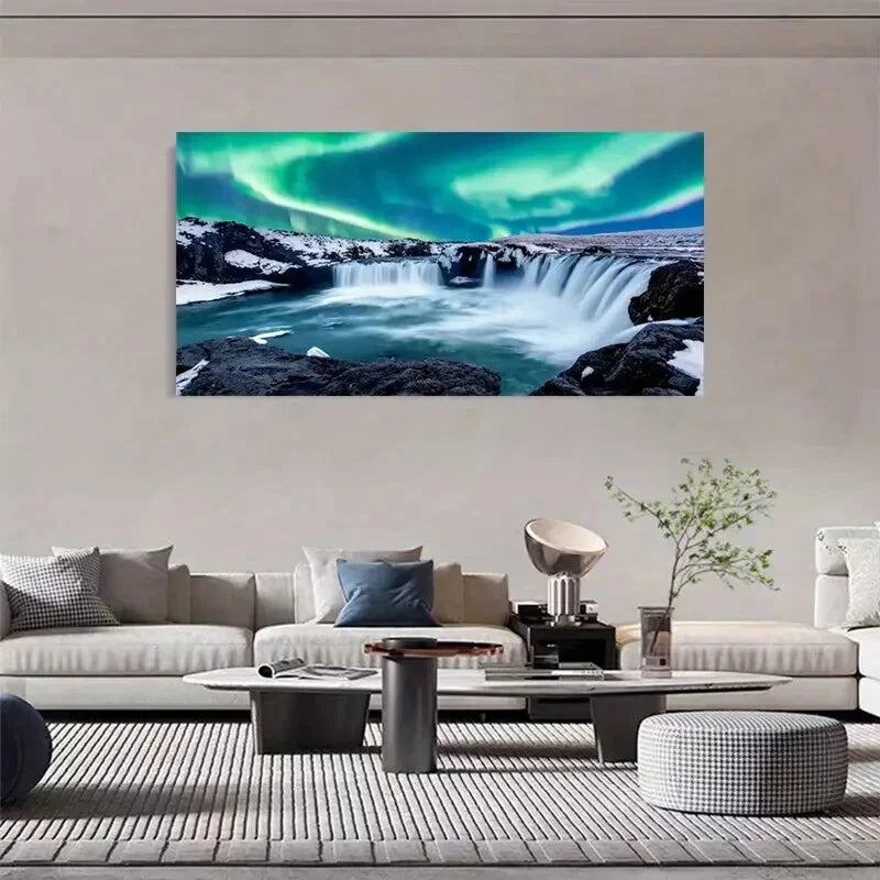 Icelandic  Grand River wall canvas office home room framed 120x60cm - Bella Home Decor