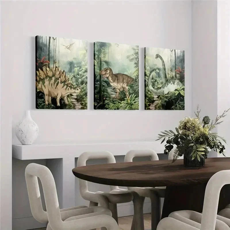 3pcs Dinosaur Wooden Framed Canvas  Wall Art Set Canvas Framed 60x90cm - High Quality Print 100% Australian Made Wall Canvas Ready to Hang - Bella Home Decor