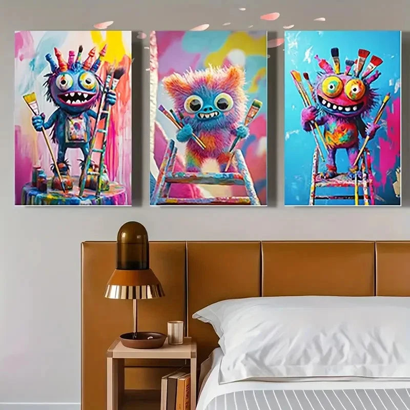 3pcs Vibrant Colorful Splash Design SD   Wall Art Set Canvas Framed 50x70cm - High Quality Print 100% Australian Made Wall Canvas Ready to Hang