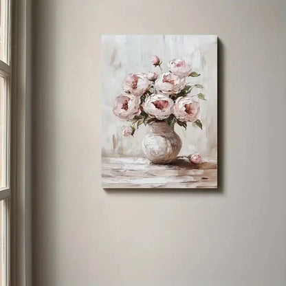 Beautiful Peony Oil Botanical Painting 60x90cm Metal Print Ready to Hang