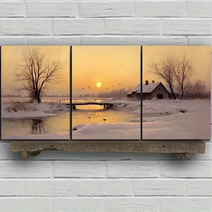 3pcs The Sunrise in Winter Farmhouse Metal Print Ready to Hang Art - Bella Home Decor