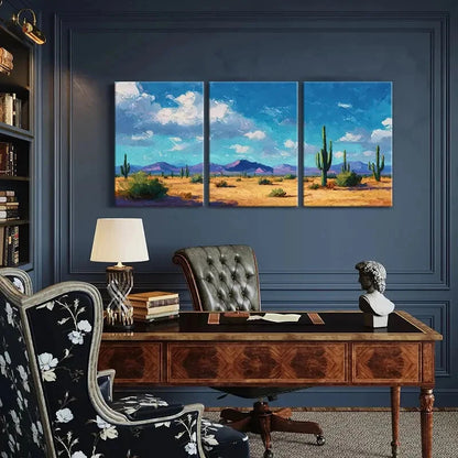 3pcs Blue Sky Clouds Mountains Vibrant Colors Metal Print Ready to Hang Art - Bella Home Decor