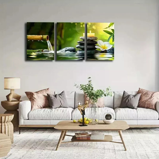 3pcs Green Botanicals & Florals Wall Art Set Canvas Framed 50x70cm - High Quality Print 100% Australian Made Wall Canvas Ready to Hang