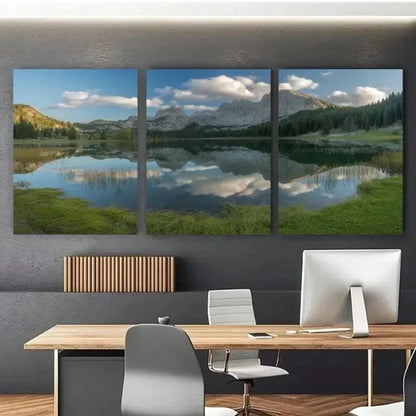 3pcs Mountain & Pine Tree Reflection Wall Art Canvas Unframed - High Quality Print 100% Australian Made Wall Canvas