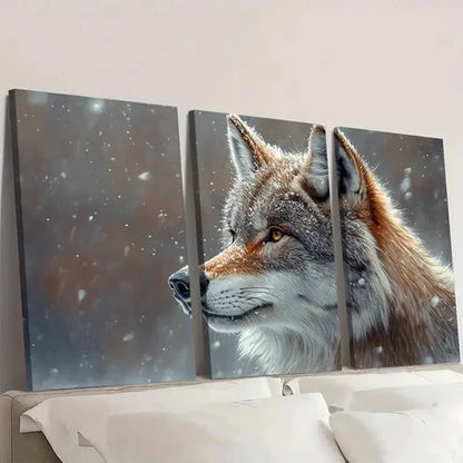 3pcs Mystical Wolf Winter Art a Wall Art Canvas Unframed - High Quality Print 100% Australian Made Wall Canvas - Bella Home Decor