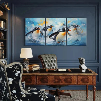 3pcs Penguin Abstract Animal Art Splash Metal Print Ready to Hang Art - Bella Home Decor