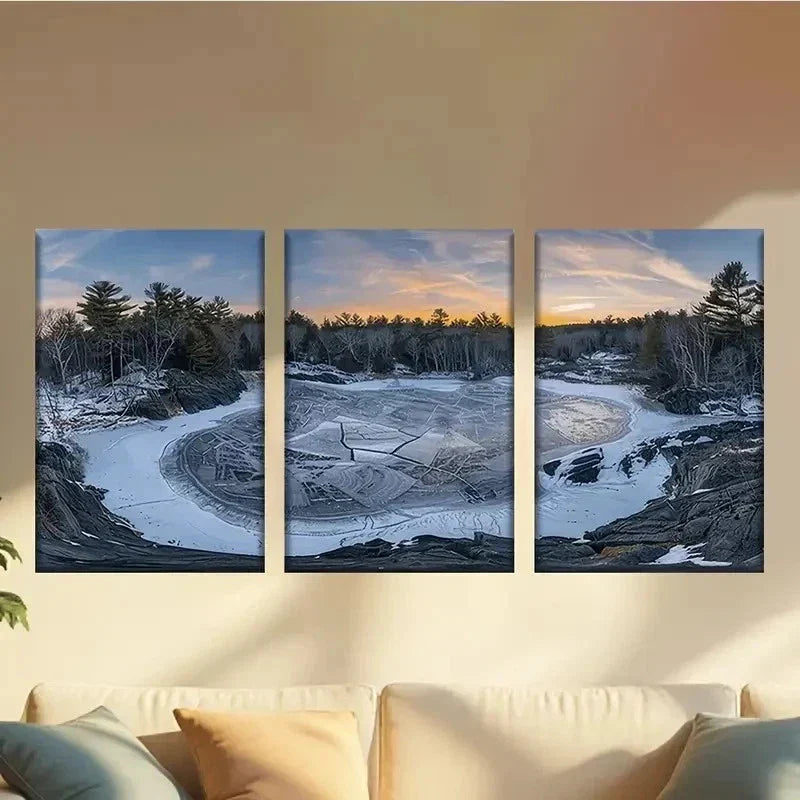 3pcs Cracked Ice Wall Art Canvas Unframed – High Quality Print 100% Australian Made Wall Canvas - Bella Home Decor