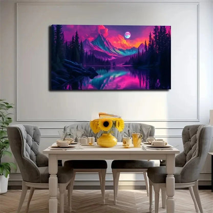 The Aurora In The Mountains Wall Art Canvas Office Home Room Framed 120x60cm