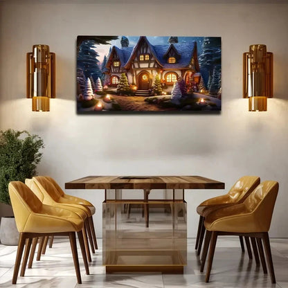 Fairytale House Suitable Wall Art Canvas Office Home Room Framed 120x60cm